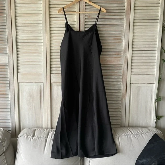 knix Black Slip Midi Dress with White Layered Turtleneck Look - Picture 5 of 8